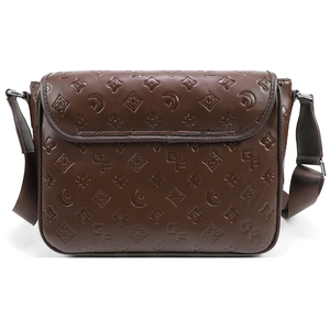 Sac bandoulière personnalisé pour homme en cuir PU gaufré marron, sac messager avec sangle réglable, OEM ODM, sacoche décontractée pour usage quotidien - Product Image 4