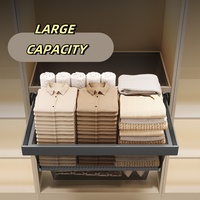 HNOSS Panier de rangement pour garde-robe et vêtements Tiroir coulissant pour placard en cuir de luxe à quatre niveaux