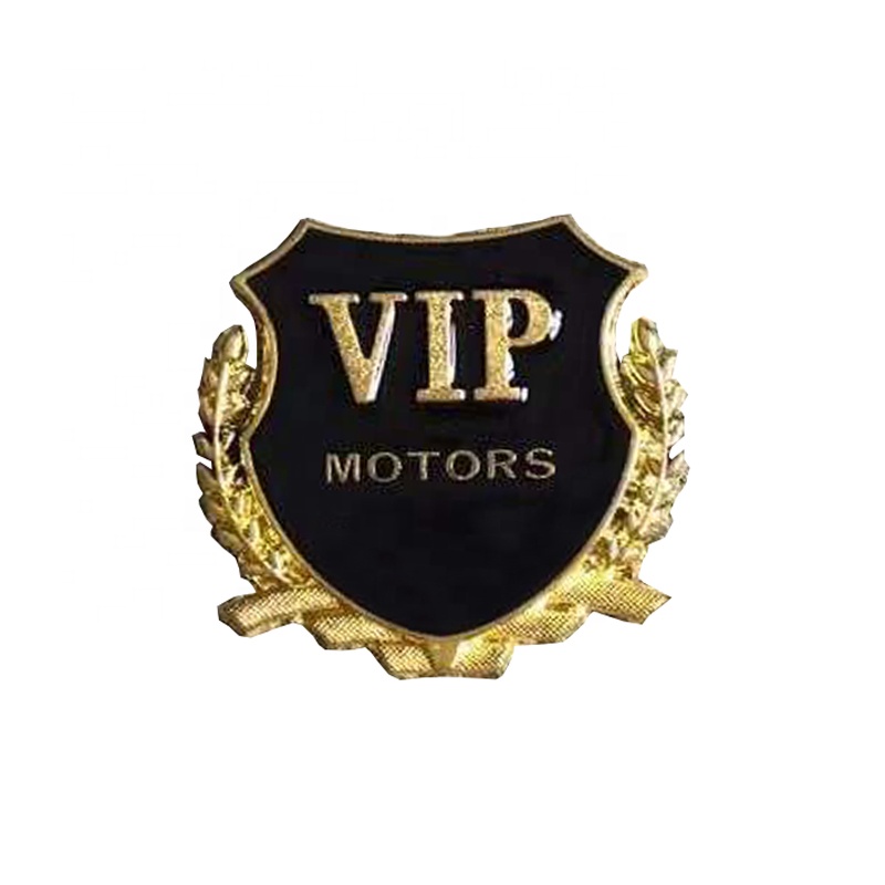 Venta al por mayor brillante 3d logotipo VIP coche de oro parrilla placa maletero placa para coche emblemas/cubo de basura de la placa