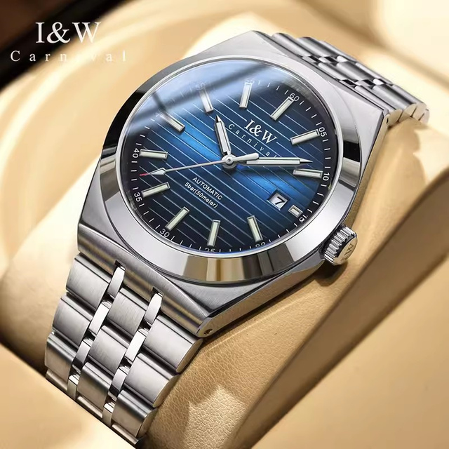 Carnival I&W Brand Luxury Miyota Mechanical Movement Watch Men Steel Waterproof Business Automatic Wristwatch Sapphire Relogio