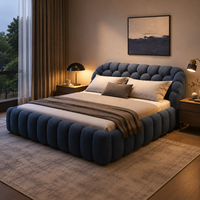 Voxhome – Ensemble de lit moderne en bouclette, cadre souple King/Queen, structure en acier et bois, mobilier de chambre à coucher