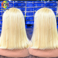 Peluca de Cabello Humano Liso Corto Estilo Bob 12A de Camboya, Rubia 613, con Encaje Frontal 13x4, el Mejor Proveedor de Pelucas para Mujeres