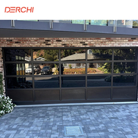 Porte de garage DERCHI, nouveau design moderne, en aluminium, verre trempé, vue panoramique, prix, panneau en plexiglas miroir