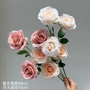 Roses artificielles Secret Garden, fleurs en soie à trois têtes, bouquet pour mariage et décoration intérieure, branche unique - Product Image 2