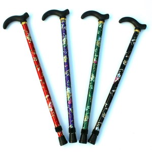 Aluminum Alloy Printed <b>Cane</b> Two Section Retractable Walking Stick Lightweight Fashion Design For Elderly Hiking Support - Product Image 1