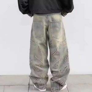 Jeans de Hombre Estilo Urbano, Jeans Holgados de Alta Calidad Personalizados para Hombre, Jeans Y2k con Parches Bordados y Lavado Ácido - Product Image 3