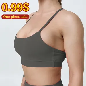 Sports Bras Tank Top Low Back Sleep Bra Seamless Without Steel Ring V Neck