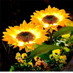 Lampes solaires Led, lampe de pelouse, tournesol, fleur, extérieur, chemin de jardin, décorations enterrées