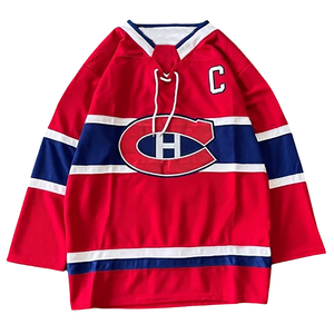 Jersey de Hockey de los Montreal Canadiens, Rojo, Capitán C, Uniforme Cosido, Ropa Deportiva - Product Image 1