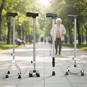 <span class=keywords><strong>Canne</strong></span> de marche pliable à quatre pieds, antidérapante, en acier inoxydable, ergonomique, <span class=keywords><strong>avec</strong></span> poignée en T, légère, capacité de charge de 250 lb, hauteur réglable - Product Image 1