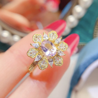 Nouvelle conception, bague de fiançailles vintage élégante en argent sterling 925, morganite naturelle, plaqué or 18 carats, bijoux personnalisés pour femmes