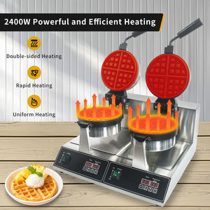 CPVKRY - Máquina para Hacer Waffles Belgas <span class=keywords><strong>de</strong></span> Doble Cabezal, 2400W, Acero Inoxidable, Control Táctil, Temporizador, 8-9 Moldes, Compatible con 110V/220V, Nueva - Product Image 2