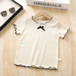 T-shirt Estiva per Bambine Stile Coreano OEM ODM, Manica Corta, Elegante e Leggera <span class=keywords><strong>con</strong></span> Fiocco, Abbigliamento Fresco per Bambini - Product Image 3