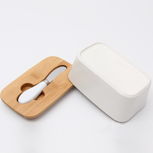 Couvercle <span class=keywords><strong>en</strong></span> <span class=keywords><strong>bambou</strong></span> avec boîte à beurre Couteau <span class=keywords><strong>en</strong></span> céramique Raccord de cuisine Réservoir de stockage de réfrigérateur scellé pour usage domestique Assiettes à dîner Plats - Product Image 4
