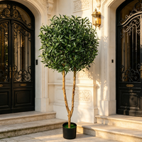 Décoration et fournitures de mariage décoratives : Plante d'olivier artificielle de 150 cm à double tige, arbre artificiel en forme de boule pour la décoration de magasins et de maisons