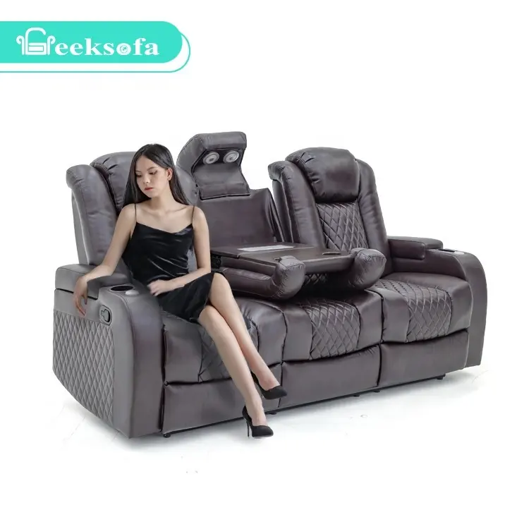 Geeksofa Modern Luxury Air Leather Commercial VIP Home Theater Cinema Seating Recliner Sofa Chair For Home Funiture