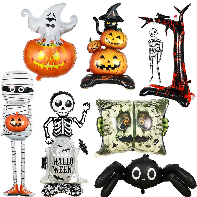 Nouveau Halloween feuille ballon joyeux Halloween thème fête décoration fournitures jouets pour enfants dessin animé Halloween squelette ballons