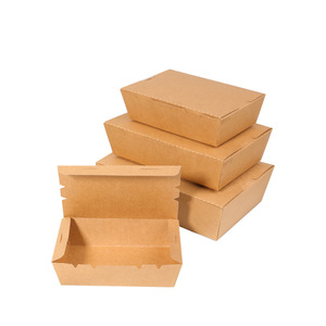 Caja de Almuerzo de Papel Kraft Rectangular Desechable para Llevar, Apta para Microondas, Biodegradable, Contenedor de Alimentos - Product Image 2