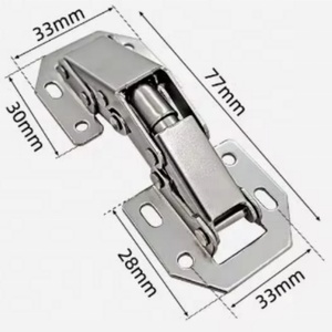 Charnière de porte FGA 3 pouces à fermeture douce, nickel, forme pont/grenouille, montage en surface sans perçage, 90 degrés, pour armoire de cuisine, salon - Product Image 2