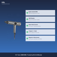 Sèche-cheveux professionnel BLDC 2000W, ionique, écran LED, 3 vitesses, 4 températures, capteur NTC, concentrateur magnétique, OEM ODM