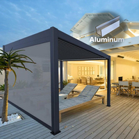 Pergola motorisée personnalisable pour patio, couvertures de jardin, pergola bioclimatique automatique en aluminium à lames orientables avec pare-soleil