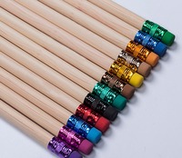 Crayon en bois noir personnalisé avec logo imprimé, crayon multicolore HB avec gomme
