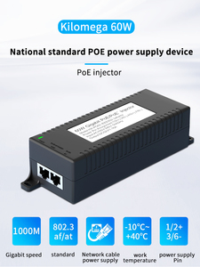 Injecteur PoE CAT5E CAT6 compatible 10/100/1000 Mbps Gigabit Ethernet, norme IEEE 802.3af, 52V 60W, adaptateur VLAN - Product Image 1