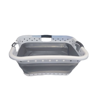 2023 Modern design three handle foldable plastic laundry basket