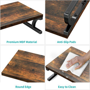 Soporte de monitor doble de madera grande con organizador de escritorio de almacenamiento para computadora portátil e impresora - Product Image 5