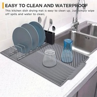 Grand tapis de drainage en silicone pour évier de cuisine, séchage de fruits et légumes, résistant aux hautes températures, isolation, design moderne et simple