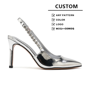 Zapatos de Vestir para Mujer, Tallas Grandes, Cómodos, con Tacón de Aguja, Punta Puntiaguda, Diseño Brillante con Pedrería, para Fiesta - Product Image 1