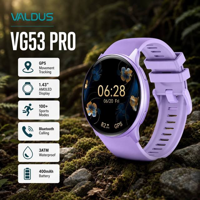 VALDUS ODM/OEM 2025 Smart Watches 3ATM Waterproof 1.43 Inch Amoled Screen Men'S Gps Outdoor VG53 PRO Smart Watch for Ladies