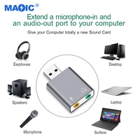 Computer Hardware Software Aluminium Alloy USB Sound Card Audio External Sound Card Adapter USB Sound Card for PC