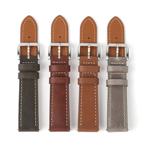 Nouveau bracelet en cuir <span class=keywords><strong>de</strong></span> vachette pleine fleur Mad Horse 20/22 mm avec attaches à ressort, en stock - Product Image 1