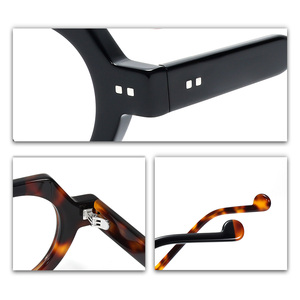 2025新着レトロリベットアセテート光学メガネビンテージアセテート眼鏡男女兼用 - Product Image 4