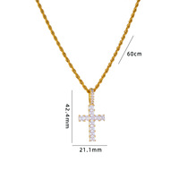 Pendentif Croix Personnalisé Europe États-Unis, Zirconium Complet, Style Hip-hop, Tendance, pour Hommes et Femmes, en Cuivre Électroplaqué