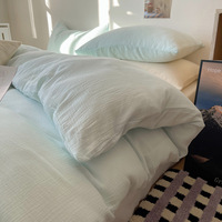 Ensemble de literie en coton lavé de style européen avec taie d'oreiller, drap, housse de couette, taille simple, double, king, queen, ensemble de housse de couette