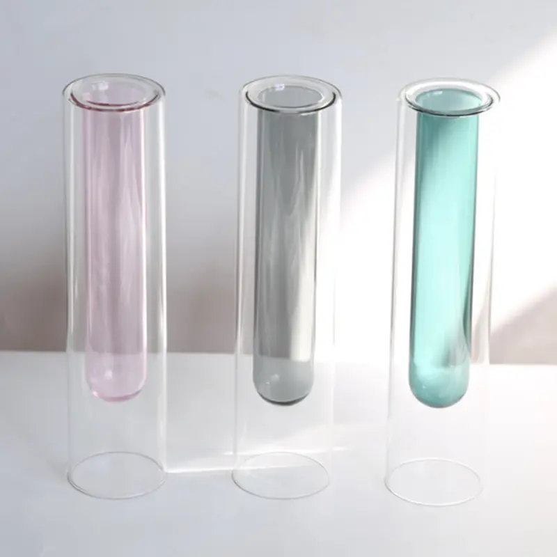 Vase en verre de fleur décoratif de table moderne coloré de conception créative bon marché en gros