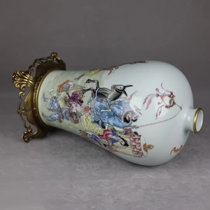 <span class=keywords><strong>Vase</strong></span> en porcelaine rose peint à la main haut de gamme avec incrustation de <span class=keywords><strong>cuivre</strong></span> vendu aux enchères de la collection de porcelaine décorative royale de la dynastie Qing - Product Image 5