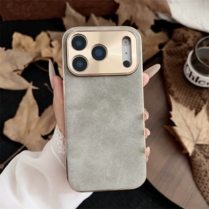 Funda de Teléfono al por Mayor con Lente Electrochapada, de Piel de Oveja y Cuero Sintético, para iPhone 17 16 15 14 13 12 Pro Max - Product Image 6