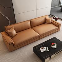 Juego de Sofás Chesterfield de Piel Sintética y Microfibra con Cojines de Plumas Suaves para Sala de Estar Moderna Italiana de Lujo al por Mayor