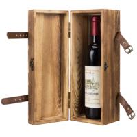 Porte-bouteille de vin unique en bois brun vintage sangles à boucle en similicuir loquet de verrouillage pour l'artisanat du bois boîtes en bois signes muraux