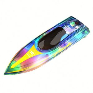 V555 2.4ghz Racing Rc Boat With Transparent Cover and Bright Led Light Effect <b>Yacht</b> for Lakes Pool Kids Toy - Product Image 2