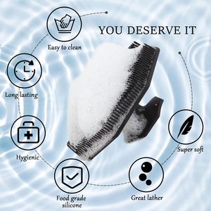 Bàn chải tắm silicon, dụng cụ tẩy tế bào chết, miếng bọt biển tắm cầm tay, bàn chải vệ sinh bằng silicon - Product Image 6