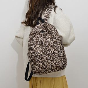 New Cross-border Unisex College Student Retro Leopard Print Nylon <b>Backpack</b> Air Cushion <b>Straps</b> Breathable Lightweight for High - Product Image 2