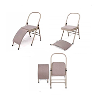 Chaise de yoga auxiliaire pliable avec structure à double poutre, couvre-pieds antidérapants, surface en cuir souple et tissu en acier durable pour l'entraînement d'équilibre