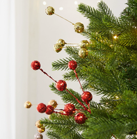 Décoration de sapin de Noël, branche dorée artificielle à paillettes, lot de 6, pour décoration de bureau