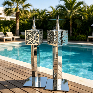 Cachimba de lujo con acabado de espejo cuadrado tipo linterna, 88 cm, de aluminio con iluminación LED, set de cachimba árabe tipo bolígrafo, en stock - Product Image 3