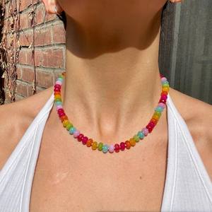 Collier ras du cou LEPAI pour femme, perles en <span class=keywords><strong>pierre</strong></span> arc-en-ciel pastel, design élégant, accessoire de mode pour <span class=keywords><strong>vacances</strong></span> à la plage - Product Image 4