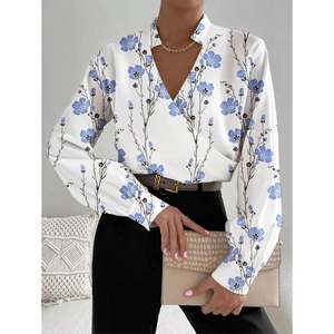 Fashion New Women's Loose Causel Long Sleeve Print Button Placket Blouse - Product Image 5